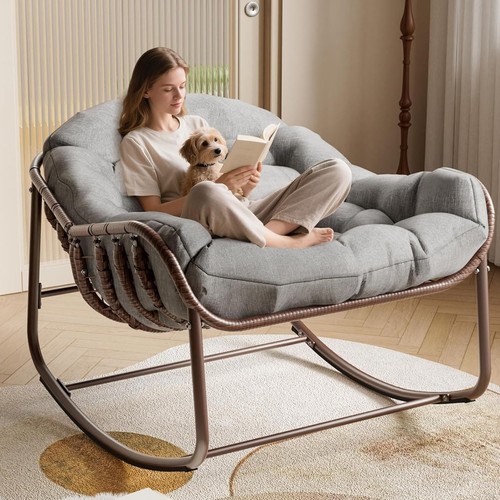 Xxl schaukelstuhl mit - mit, rattan