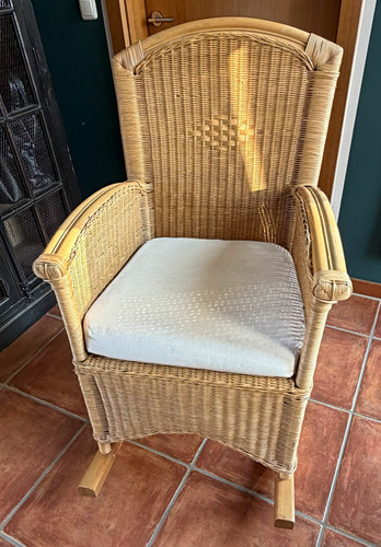 Rattan schaukelstuhl mit - rattan,